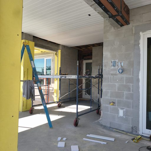 Trim carpentry and tongue-and-groove installation jobsite image